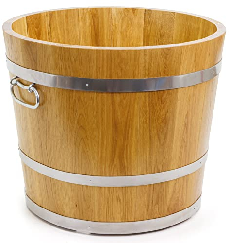 HolzFee Pflanzkübel Holz Premium Ø 55 x H 45 cm Eichenholz Eiche