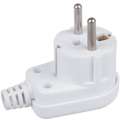 Maclean MCE330 Schutzkontaktstecker Uni-Schuko Winkelstecker mit Erdung Unischuko Uni Schukostecker 16A 250V Kunststoff Weiß