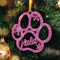 Boule de Noël Personnalisable - Déco de Noel avec Prénom Personnalisé - 16 Couleurs Disponibles - (Modèle Patte Chien, Glitter Rose)
