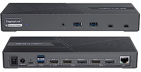 WAVLINK 4K USB-C-Dockingstation Dreifach-Monitor mit 100W Aufladung, USB-C-Dock für Windows und M1/M2/ MacOS (3X HDMI und 2X DisplayPort, 2X USB-C, 4X USB 3.0, Gigabit Ethernet und Audio-Anschluss)