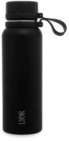 Garrafa Térmica de Aço Inox Explorer Preta 650ml - Lyor