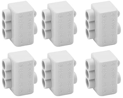 Cable Connectors, 10pcs 60A 400V Double Screw Fixing 1 in 3 Out Wire Connectors Electrical Wire Connectors 0. 5-6mm² Wiring Range for Ceiling Light Wiring, Switch Wiring