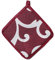 Russo Tessuti Set 2 Presine Coppia Pattina Forno Fornelli Ghirigori Cucina Coordinato 15x15cm -Bordeaux
