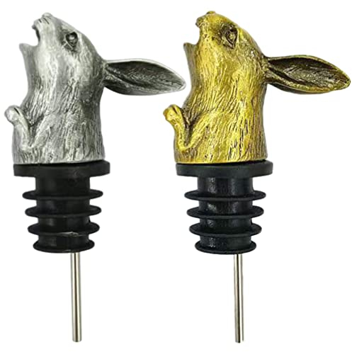 GANAZONO 2 Stücke Weinausgießer Hasen Kopf Flaschenverschlüsse Wein Stopper Kaninchen Spirituosen Ausgießer Flaschenausgießer Rotwein Ausgießer für Weinflaschen Ostern Party Deko