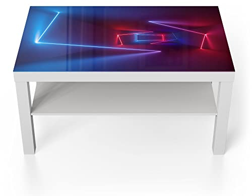 DEQORI Glastisch | weiß groß 90x50 cm | Motiv Ultraviolette Raumteiler | ausgefallener Beistelltisch aus Glas | Hochglanz Couchtisch fürs Wohnzimmer | moderner Couch Tisch mit Design