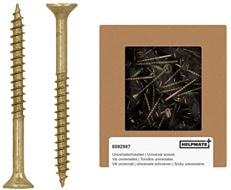 Vis universelles tête fraisée 3,5x40 passivées jaune - 300 vis à bois avec entraînement PZ 2 et filetage partiel - Boulons pour panneaux de particules pour l'intérieur & l'extérieur protégé