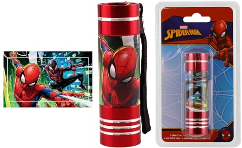 Spiderman Lampe de poche pour enfants 8,7 cm, super lumineuse à 9 LED, veilleuse pour voyage, randonnée, plein air, cadeau de Noël pour garçons 3 ans et plus (rouge)
