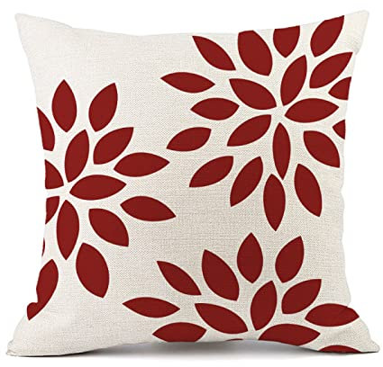 Kissenbezug 50x50 Rote Blätter Sofakissen Baumwoll und Leinen Dekokissen Quadrat Kissenbezüge mit Reißverschluss Outdoor Kissen- für Wohnzimmer Auto Schlafzimmer 1 Stück