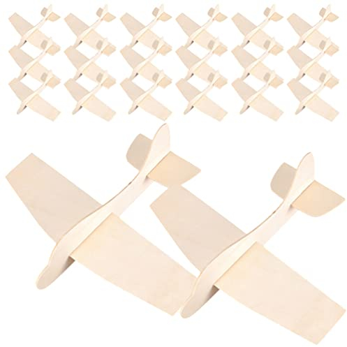 Kisangel 20Pcs Wooden Aircraft Model Kit: Children DIY Toys, Assembly Puzzle, 18.5cm Size, Classroom & Party Activity, Family Creative Play