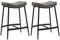 HOMCOM Breakfast Bar Stools Set of 2, Microfibre Upholstered Barstools, Industrial Bar Chairs with Curved Seat and Steel Frame for Dining Room, Kitchen, Grey