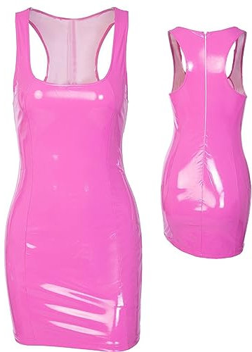 Firulab Robe Scintillante Rose,Robe débardeur sans Manches Moulante | Club Party Robe Sexy, Robe Corset Moulante Dos Nu décolleté