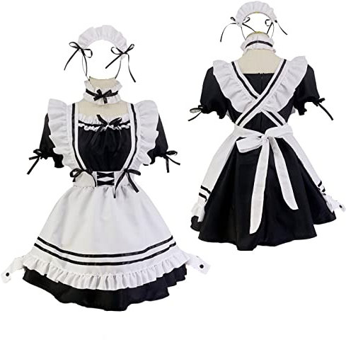 CarolynDesign Japanisches Anime Sissy Maid Dress Anime French Maid Schürze Kostümset