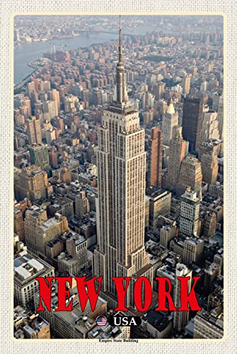 AGDeko® Blechschild New York Empire State Building Dko Reisen Urlaub Touristik Größe 30x20 cm