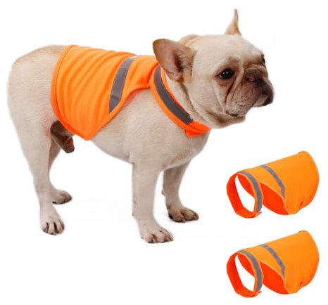 Warnweste für Hunde, 2 Stuck Reflektierende Hund Sicherheitsweste, Verstellbar Hohe Sichtbarkeit Hundeweste mit Klettverschluss für mehr Sicherheit im Dunkeln