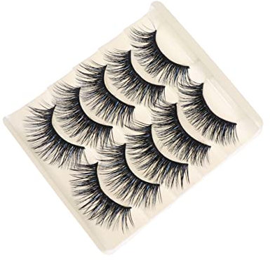 Ipetboom 5paia Ciglia Finte Lunghe e Spess Fiber Alta Qualità Ciglia Artificiali Nero Per Makeup Quotidiano Palco