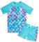 Fanient Girls Swimming Costume Toddler Kids Two Pieces Short Sleeve Swimsuit UPF 50+ Protection Bathing Suit Mermaid Swim Set for 4-5 Years
