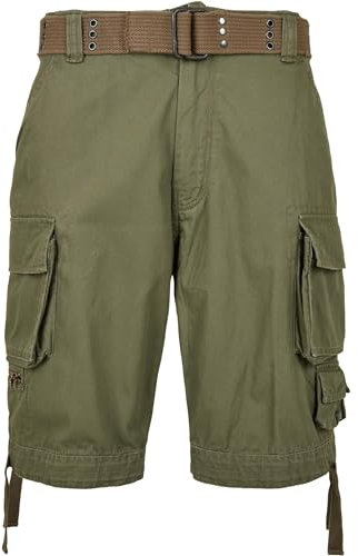 Build Your Brand Men's B2001-Savage Vintage Cargo Shorts, Olive, 5XL