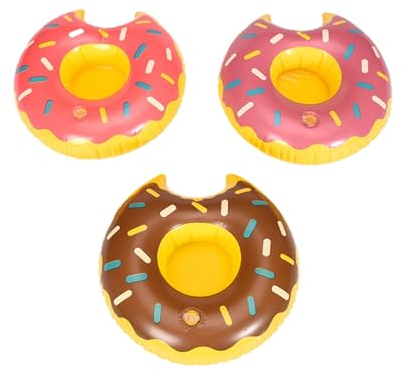 6 Pack Aufblasbare Getränkehalter, Schwimmende Getränke Salat Obst Servieren Tabelle, Donut Geformt Niedlich Sommer Strand Tasse Wasserflasche Halter Wasser Unterhaltung Dekoration