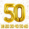 Ballons Anniversaire 50 Or - 100cm - Ballon Chiffre 50 Numéro 50 - Happy Birthday Decoration Ballons Fête d'anniversaire Ans Vole Grâce à l'Hèlium Ballons 50