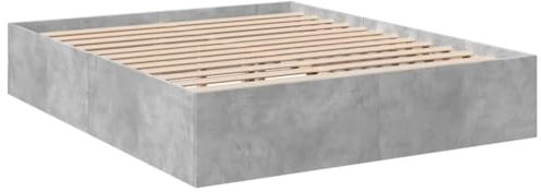 vidaXL Bettgestell, Bett Doppelbett für Schlafzimmer, Bettrahmen mit Lattenrost, Schlafzimmerbett Modernes Design, Betongrau 160x200cm Holzwerkstoff