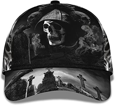 Freizeit Basecap Totenkopf Totenköpfe Sensenmann Auf Dem Friedhof Schirmmütze Basecap Unisex Baseball Cap Leichtgewicht Trucker Baseballcap Für Herren, Reisen, Teenager