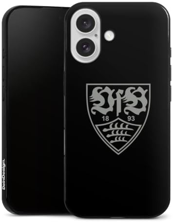 Slim Case extra dünn kompatibel mit Apple iPhone 16 Silikon Handyhülle schwarz Hülle Offizielles Lizenzprodukt VfB Stuttgart Bundesliga
