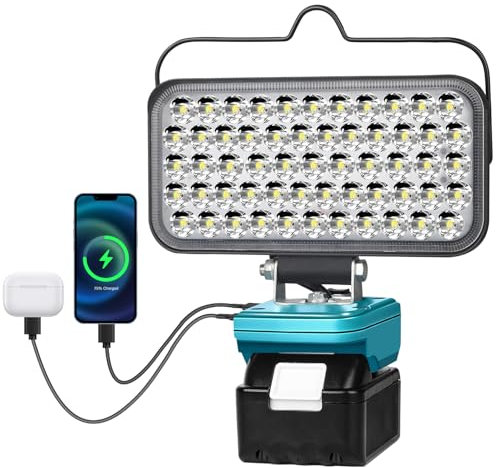 Lampe für Makita 14,4V-18V LXT (Kein Akku), Hell Baustrahler Taschenlampe Light Tragbares LED-Licht für Makita Battery, Arbeitsleuchte Flutlichter Zubehör für Baustellen,Autoreparaturen,Camping