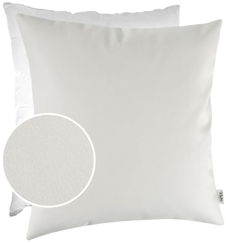 Kissenbezug Kunstleder Dekokissen Sofakissen Leder-Kissenbezüge Kissenhülle Kissen KUMO Weiß 50x50cm mit Füllung