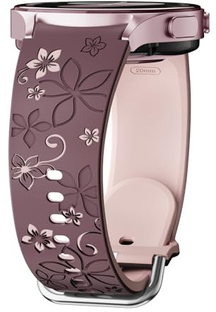 LEIXIUER Floral Gravierte Armband für Samsung Galaxy Watch 7 6 5 4 FE 40mm 44mm/6 4 Classic 43mm 47mm 42mm 46mm/5 Pro 45mm für Damen,Silikon Armbänder für Samsung Watch 7 6 5 4 Band