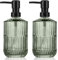 Segus Green Glass Soap Dispenser, 2 Pieces 450ml Shampoo and Conditioner Dispenser, Refillable and Reusable, Empty Pump Bottl