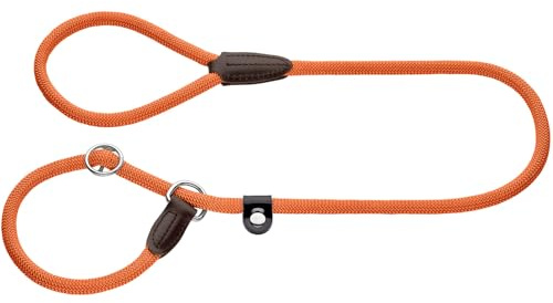 Hunter Retriever-Hundeleine Freestyle, Farbe: orange, integrierte Halsung, stufenlos verstellbar, witterungsbeständig, pflegeleicht, griffig, Robustes Tau mit Ledertipps, Größe: 10/170
