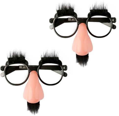 Lotsdonxia Lustige Brille mit Schnurrbart und großer Nase, dekorative Brillen, Neuheit, Verkleidung für Partys, Halloween und Auftritte, 2 Stück