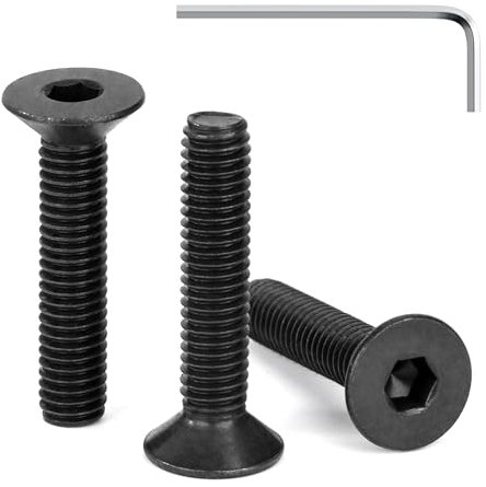Tunejoy Viti a Testa Svasata M6 x 30 mm Nero Vite a Brugola Bulloni in Acciaio Inox A2 V2A Viti a Testa Piatta Norma DIN 7991 con Chiavi a Esagono Filettatura Completa 30 pezzi
