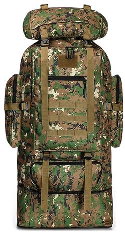 Astis 80+20L Wandern Camping Rucksack, Wasserdicht Survival Rucksack, Outdoor Sport Tages rucksack Multifunktions Reisetasche für Klettern Camping Reisen (Tarnung A)