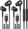 2 Pack Écouteurs USB C pour Samsung Galaxy S24 S23 S22 S21 FE S20 A55 A54, Intra Écouteurs Filaire USB C Casque Audio Type C avec Micro et contrôle du Volume pour iPhone 15/Google Pixel,Xiaomi,Android