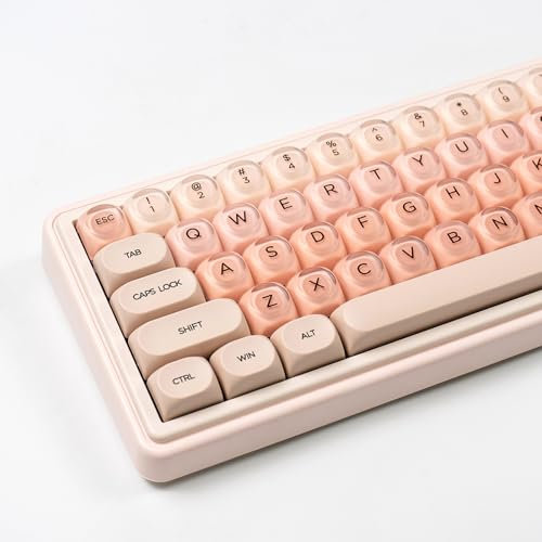132 Keys PBT Pink Keycaps MOA Profile Jelly Keycaps Set Compatible with Wooting Keyboard 61/64/87/104/108 Cherry Mx Switches Mechanical Keyboards