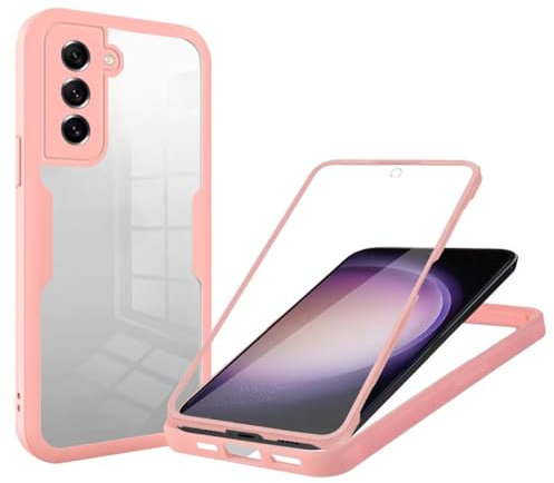 GoodcAcy Coque pour Samsung Galaxy S23 Plus, Antichoc Housse avec Protection d'écran, 360° Téléphone Etui Double Face Case Transparent Intégrale Coque pour Samsung Galaxy S23 Plus -Rose