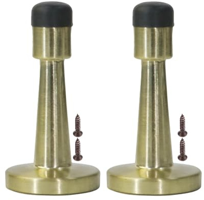 2 Pack Door Stopper,Brass Door Stoppers with Rubber Anti-Collision for Home, Hotel and Office