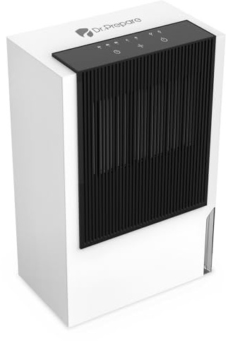 Dr.Prepare Deumidificatore Casa 3L/24H Silenzioso 2 Modalità con Drenaggio Continuo Timer 2/4/8H Spegnimento Automatico Deumidificatore Portatile per Camera da Letto, Bagno, Armadio