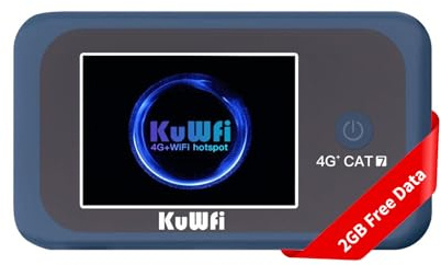 KuWFi Saponetta WiFi con SIM Card, Router WiFi Portatile 4G+ LTE Cat7 300Mbps Download, Hotspot Viaggio per Campeggio e Auto, Batteria 3000mAh per 10 Dispositivi