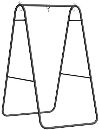 Outsunny Hammock Chair Stand Only, Hanging Chair Stand A Frame, Heavy Duty Steel Single Hammock Egg Swing Frame for Indoor Outdoor, 150 KG Load Capacity, Black