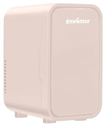 Enventor Mini Fridge 6 Litre/ 8 Can, Portable Cooler & Warmer, Small Fridge | Mini Fridge, AC+12V DC Power, for Bedrooms, Car, Skincare, Fruit and Drinks, Pink
