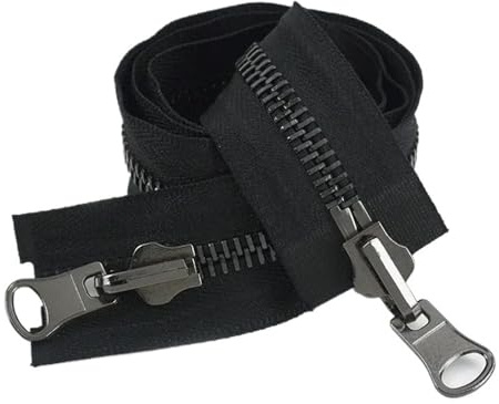 Cerniera Doppio Cursore 5# 8# 70-100cm Cerniera Lampo Rotante In Metallo Con Estremità Aperta, Cerniere Reversibili A Doppia Faccia, For Cucire Giacche E Riparazioni(BlackBlack,70cm,No5)