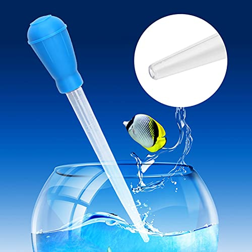 Mini Manual Water Changer Suction Pipe Pump Accurate Water Change and Feeding Device for Home and Office Fish Tanks (Blue)
