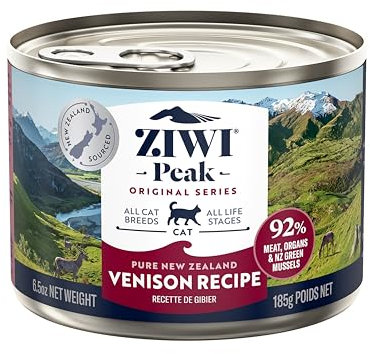 ZIWI Peak Grain Free Cat Food Tins - All Natural High Protein Pate - New Zealand Venison Recipe - 12 x 185g Multipack
