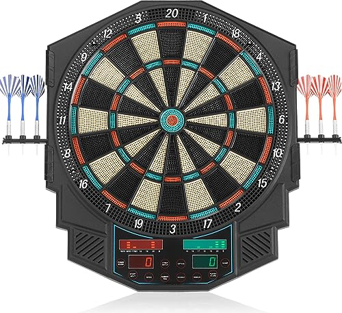 Outtec Elektronische Dartscheibe DB1800, Dartautomat, Dartboard mit LED-Bildschirm - 27 Spiele 500 Variationen für 1-8 Spieler, inkl. 6 Darts und 50 Spitzen