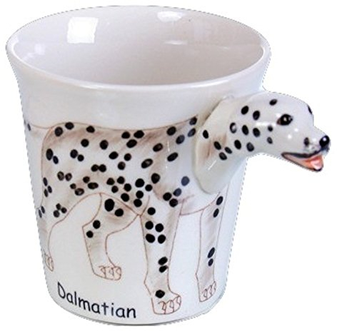 Taza para perro, taza de cerámica, hecha a mano, para niño, niña, dalmata, perro, 14 x 15 x 12 cm
