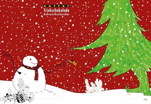 Zotter Bio & Fairtrade Trinkschokolade Adventskalender 2025 – 24 handgeschöpfte Schokolade Tafeln in 17 Sorten – nachhaltiger Schokoladenkalender – Weihnachtsschokolade für Schokoladenliebhaber