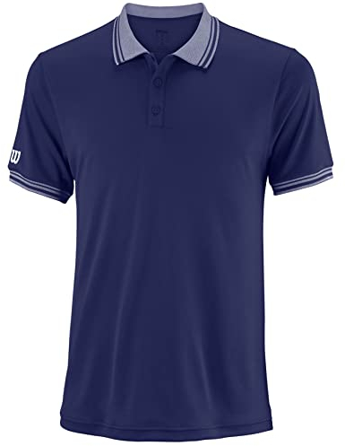 Wilson Herren Tennis Polo-Kurzarmshirt, M Team Polo, Polyester, Blau, Größe: XL, WRA765404