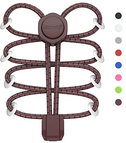 HOMAR Cordones elásticos para zapatos sin atar, cordones elásticos para zapatos deportivos sin atar, cordones elásticos para adultos y niños, Marrón, Talla única